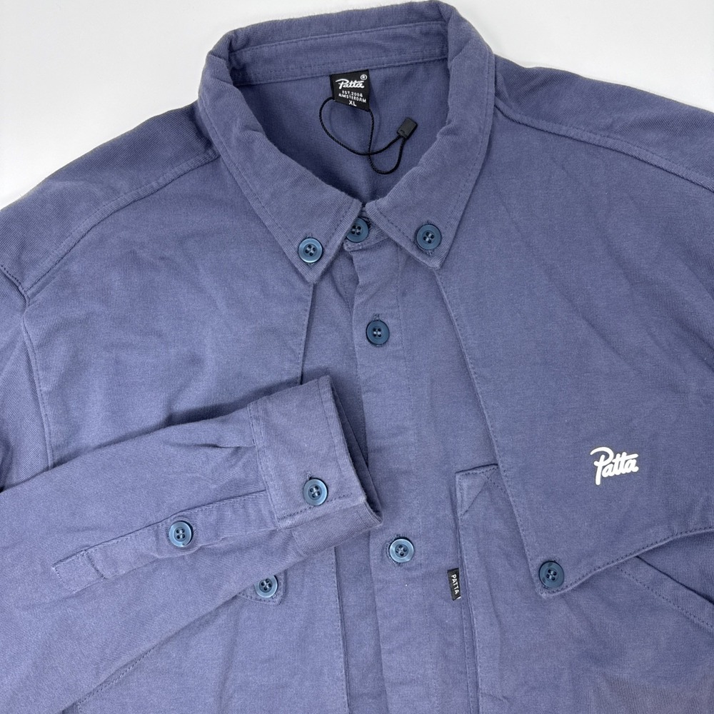 Patta Long Sleeve Button Down Overshirt Men's XL Blue‎ NWOT